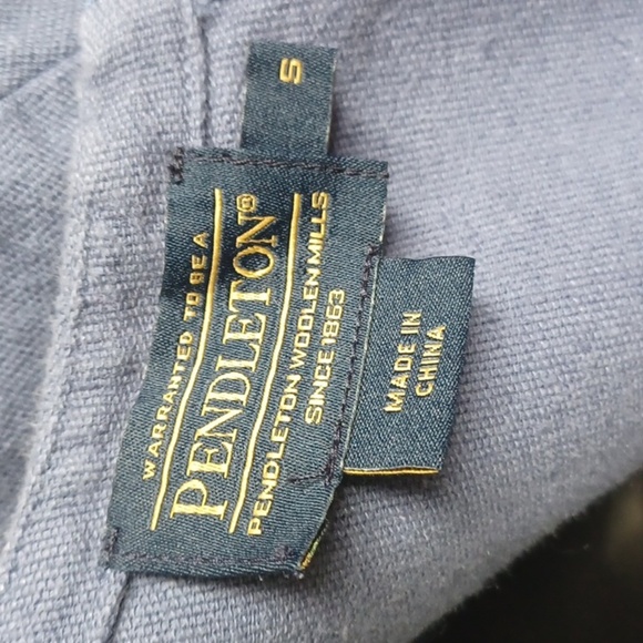 Pendleton Womens Embroidered Sleeve Dress Sz S Vintage Indigo Cotton Linen Shift - Picture 5 of 7